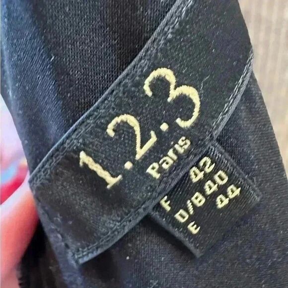 123 Paris bod conscious jumpsuit with bronze inlay. Side pockets, deep V back. - Picture 7 of 9